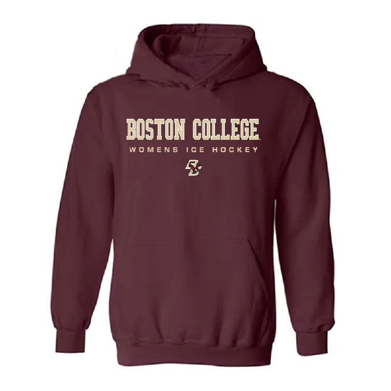 Boston College - NCAA Women's Ice Hockey : Lauren Glaser - Hooded Sweatshirt Hoodie with Hem Frayed Vintage Worn