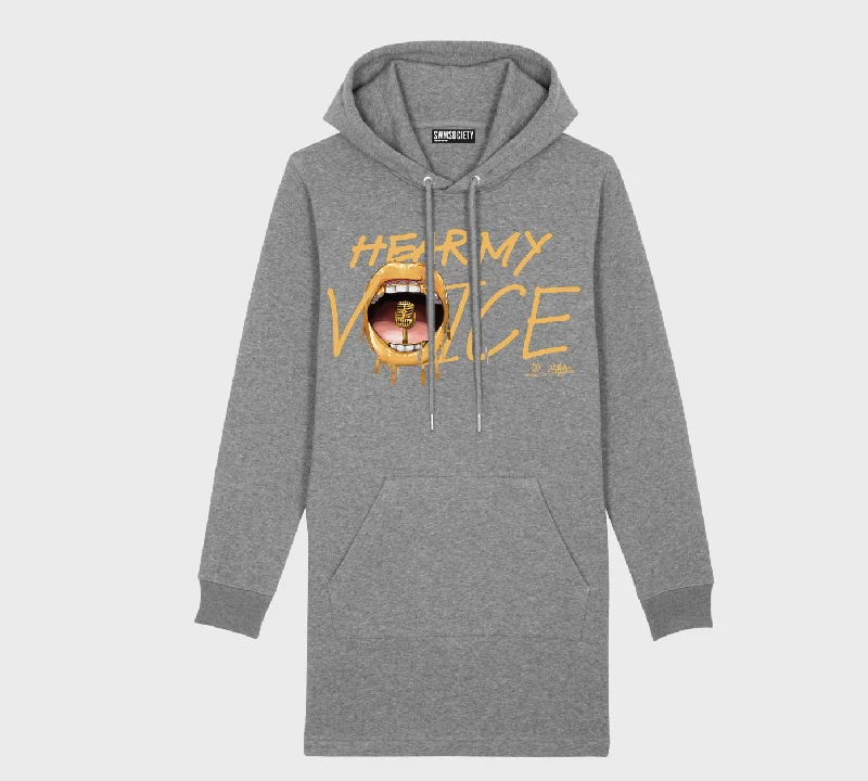 SWMSociety x Dream City x Hear My Voice Hoodie Dress Hoodie with Bell Sleeves Flared Feminine