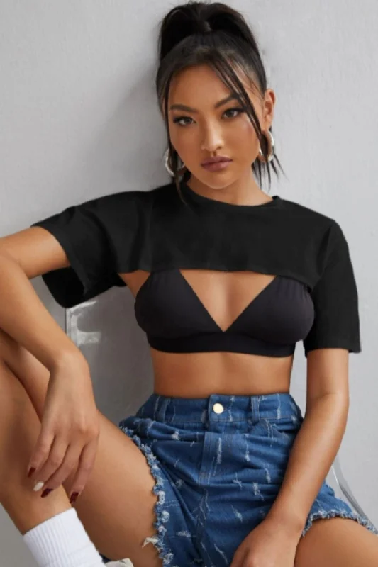 Boxy Super Crop Top Without Bra Crop Top Seamless Stretchy