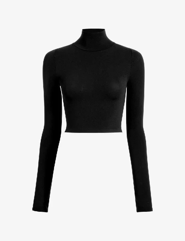 Ballet Body Turtleneck Crop Top Seamless Knitted Crochet