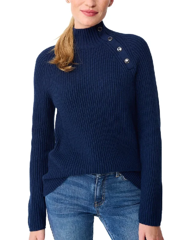 J.Mclaughlin Sevellia Wool & Cashmere-Blend Sweater Welt Pockets Slit Pockets Flap Pockets