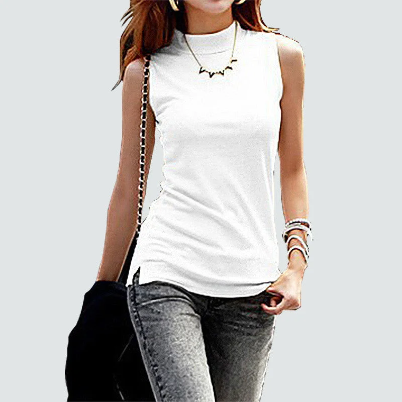 women autumn winter sleeveless solid color Tops & Tees cotton Tanks tops & Camis women lady Vest 10 colors ivory tank top