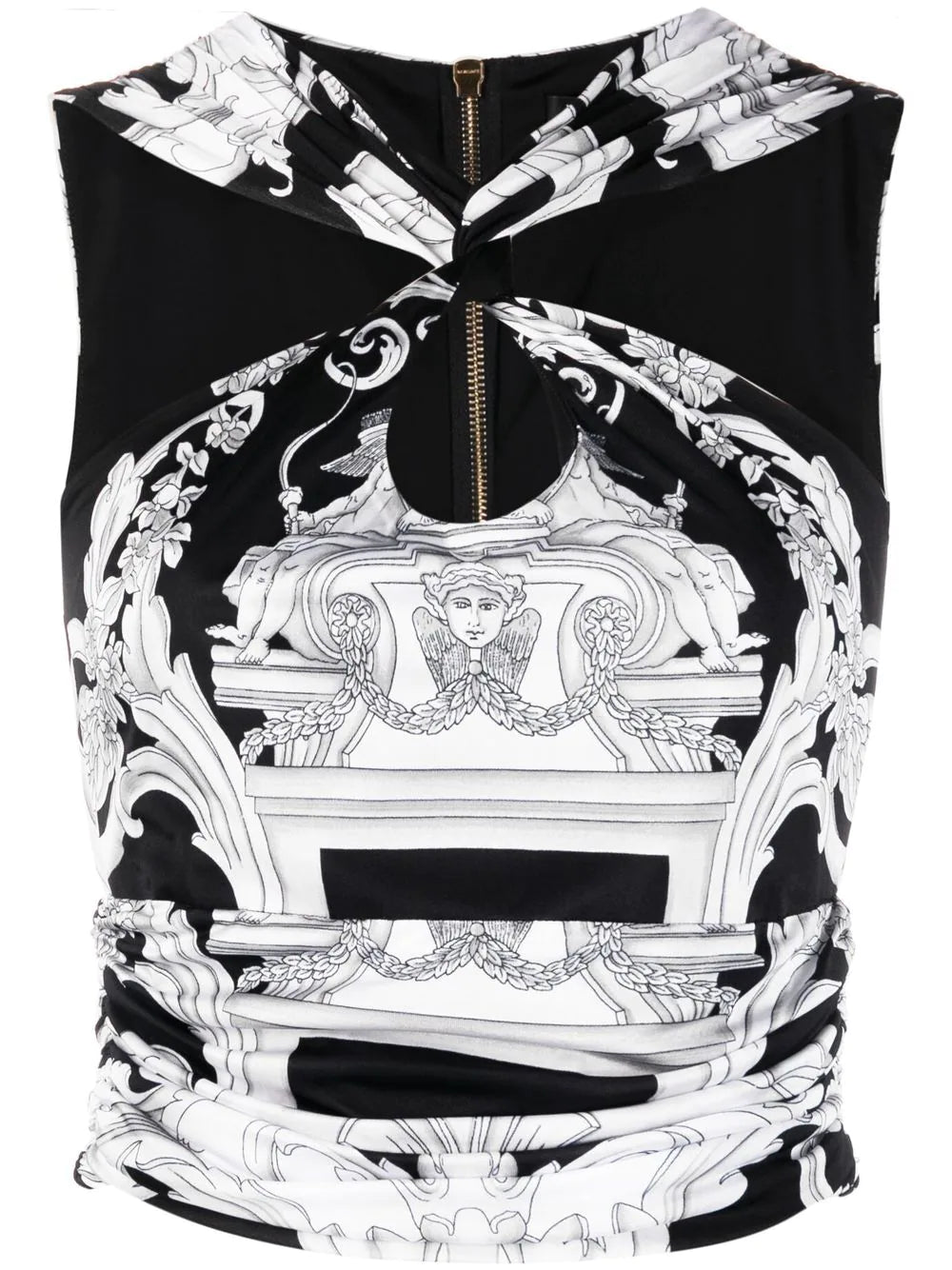 Versace Silver Baroque Crop Top Machine Wash Dry Clean Hand Wash