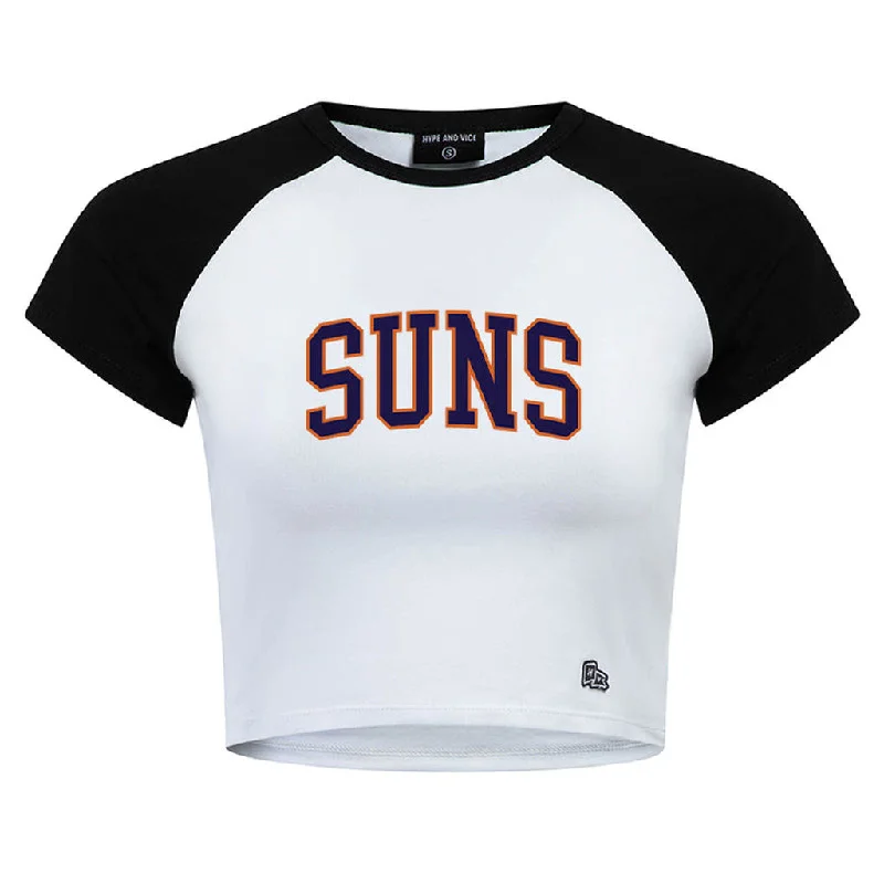 NBA Phoenix Suns Women's Hype & Vice Homerun Crop Top T-Shirt Terry Blend Velvet Blend Canvas Blend