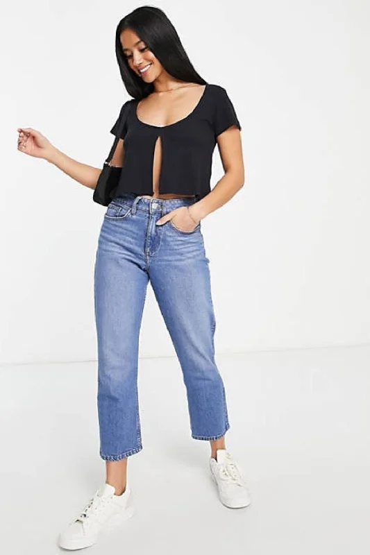 Cant Deal Black Crop Top Houndstooth Herringbone Solid