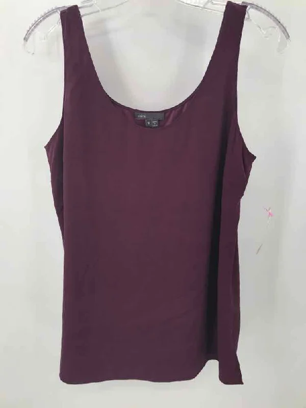 Pre-Owned Vince Purple Size Medium Tank Top print tank top